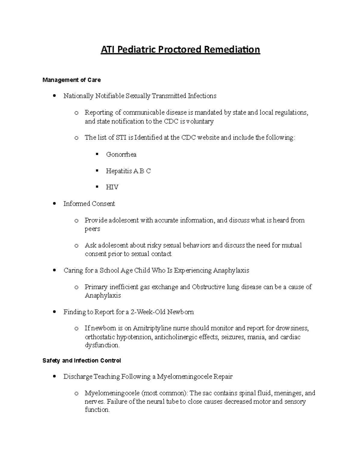 ATI Pediatric Proctored Remediation - ATI Pediatric Proctored ...