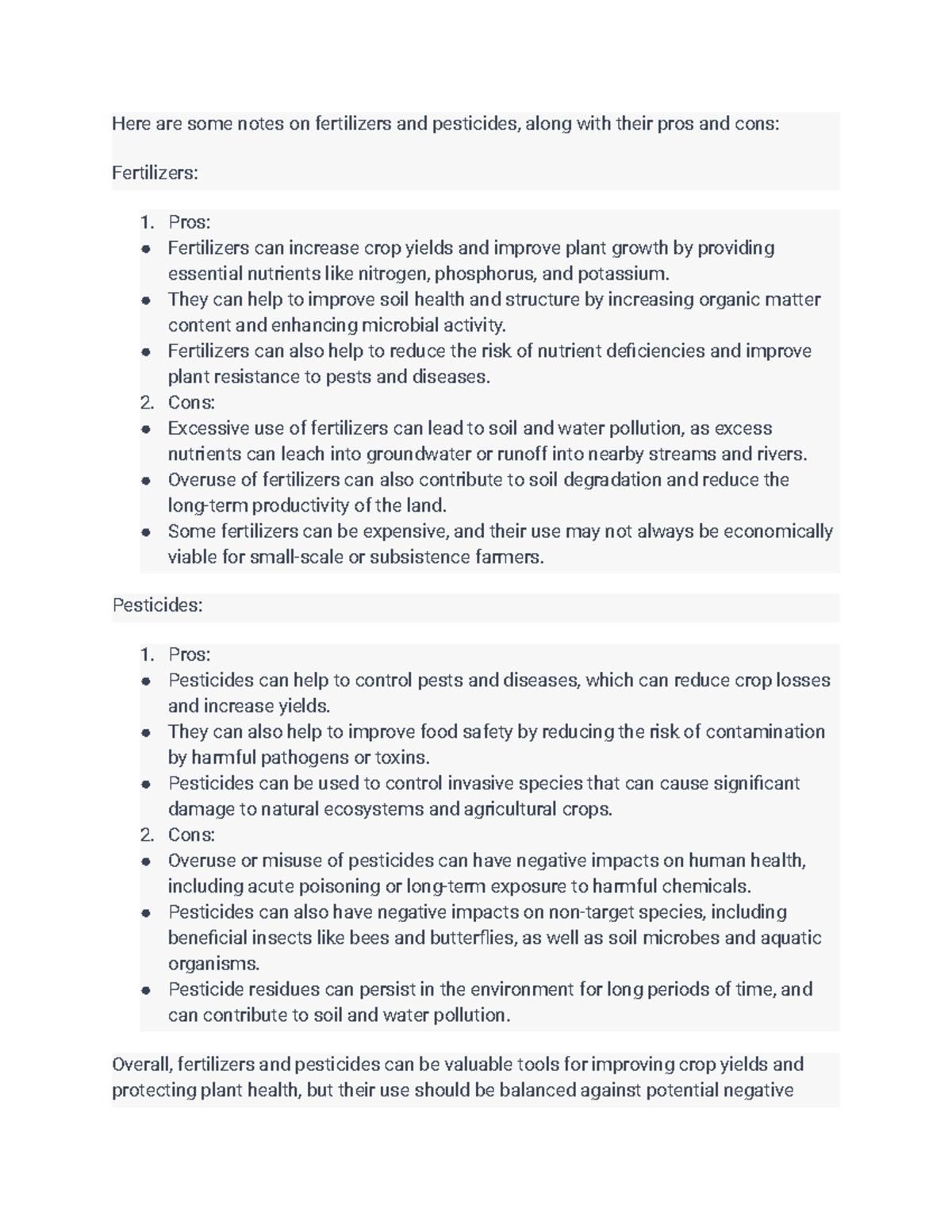 Fertilizer and Pesticide Notes - Here are some notes on fertilizers and ...