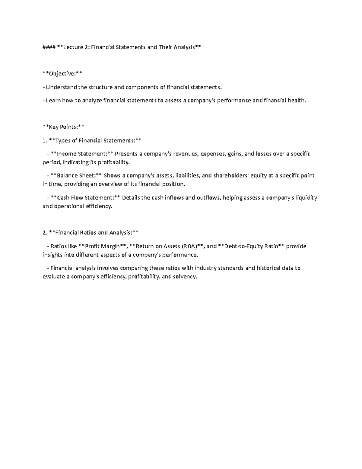 Lecture 2 fa - Lecture 2: Financial Statements and Their Analysis ...