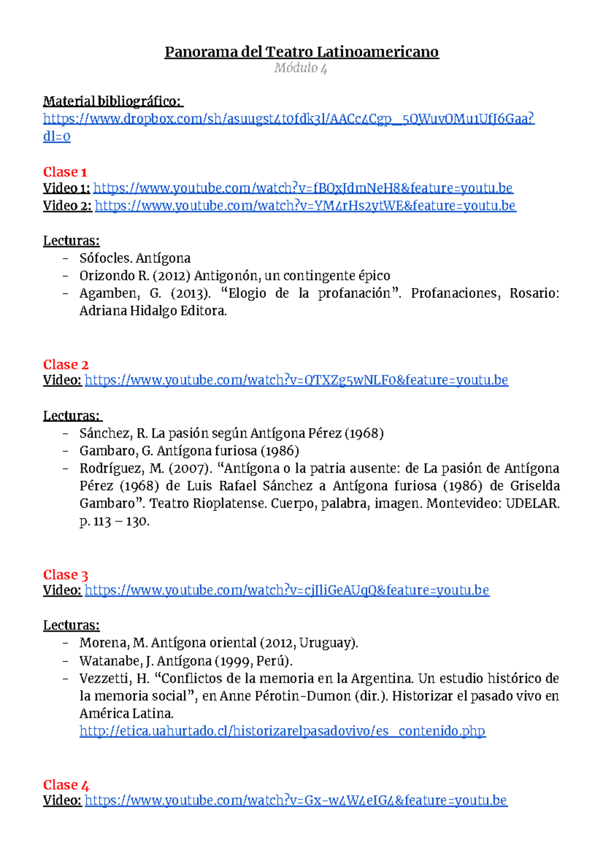Modulo 4 Clases 1 4 Panorama Del Teatro Latinoamericano Una Studocu