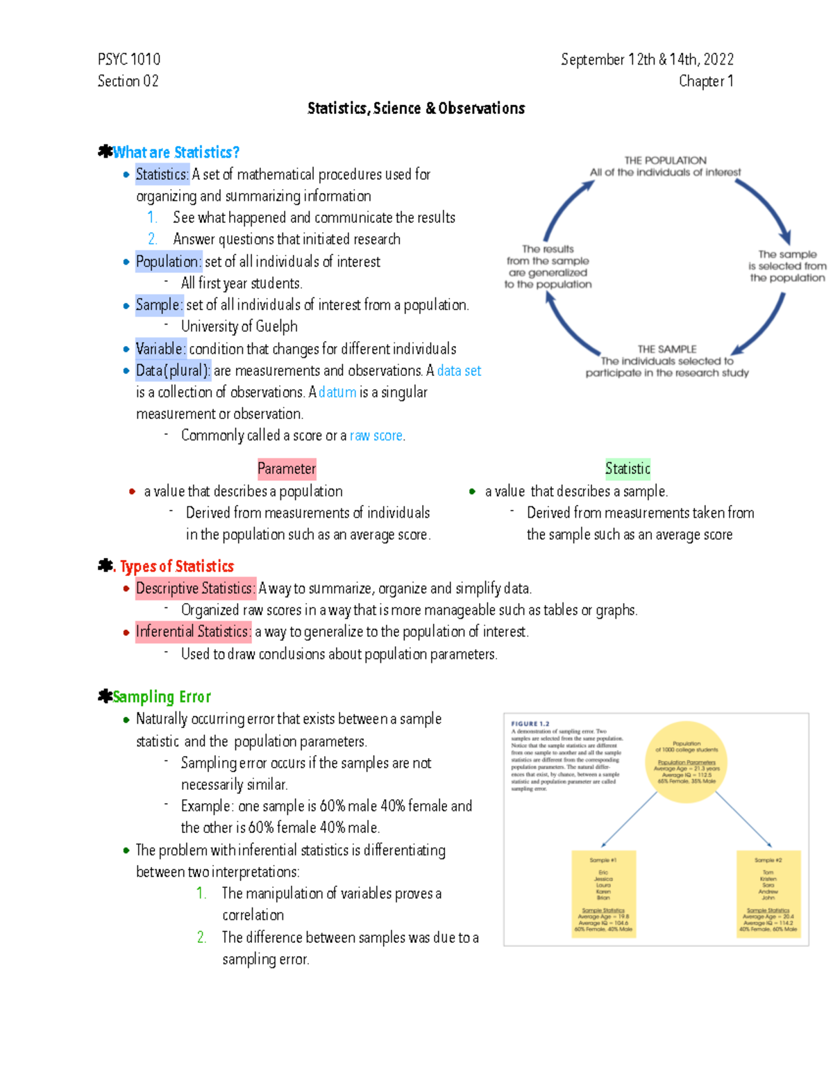 Chapter 1 - notes - Section 02 Chapter 1 Statistics, Science ...