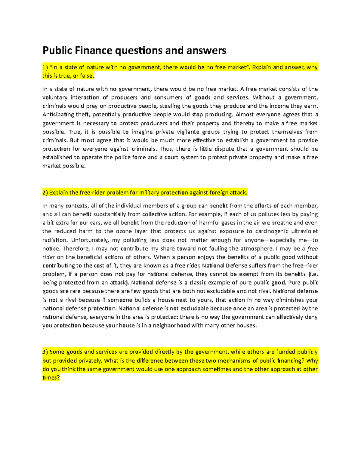 Public Finance questions and answers Public Finance questions and