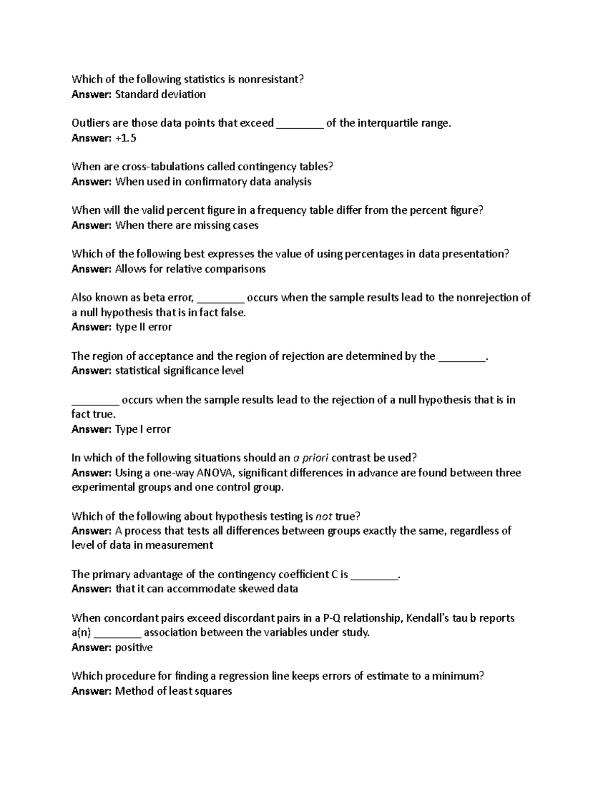 MBA 519 study guide #6 - Which of the following statistics is ...