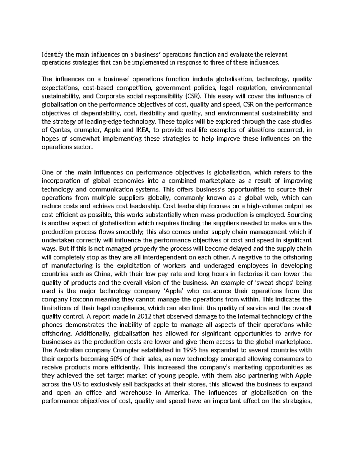 Ace HSC example essay - goos - Identify the main influences on a ...