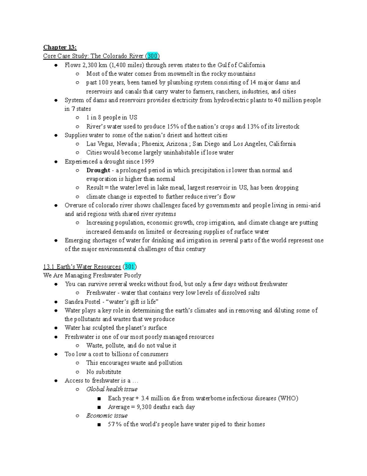 Exam 5 - Exam prep - Chapter 13: Core Case Study: The Colorado River ...