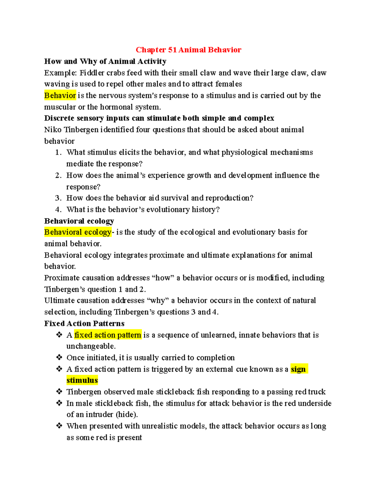 Chapter 51 Animal Behavior - Chapter 51 Animal Behavior How And Why Of ...