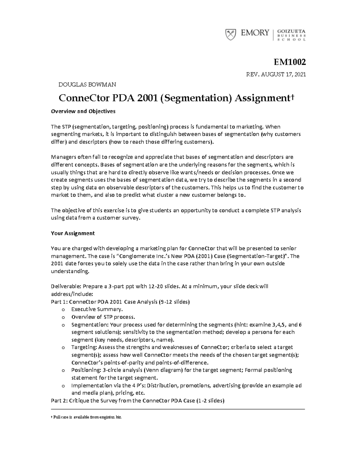 Assignment Conne Ctor PDA case † Full case is available from