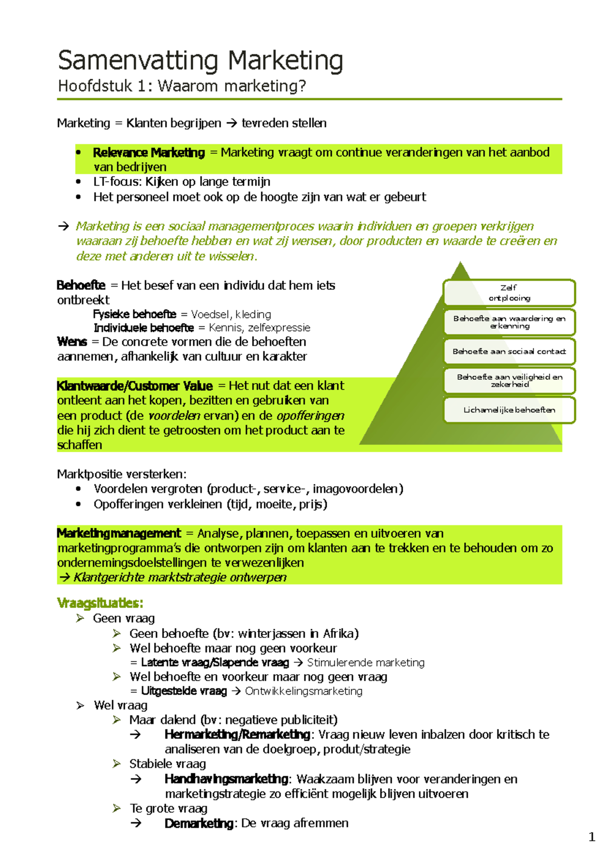 Marketing-Samenvatting-1ste-jaar - Samenvatting Marketing Hoofdstuk 1 ...