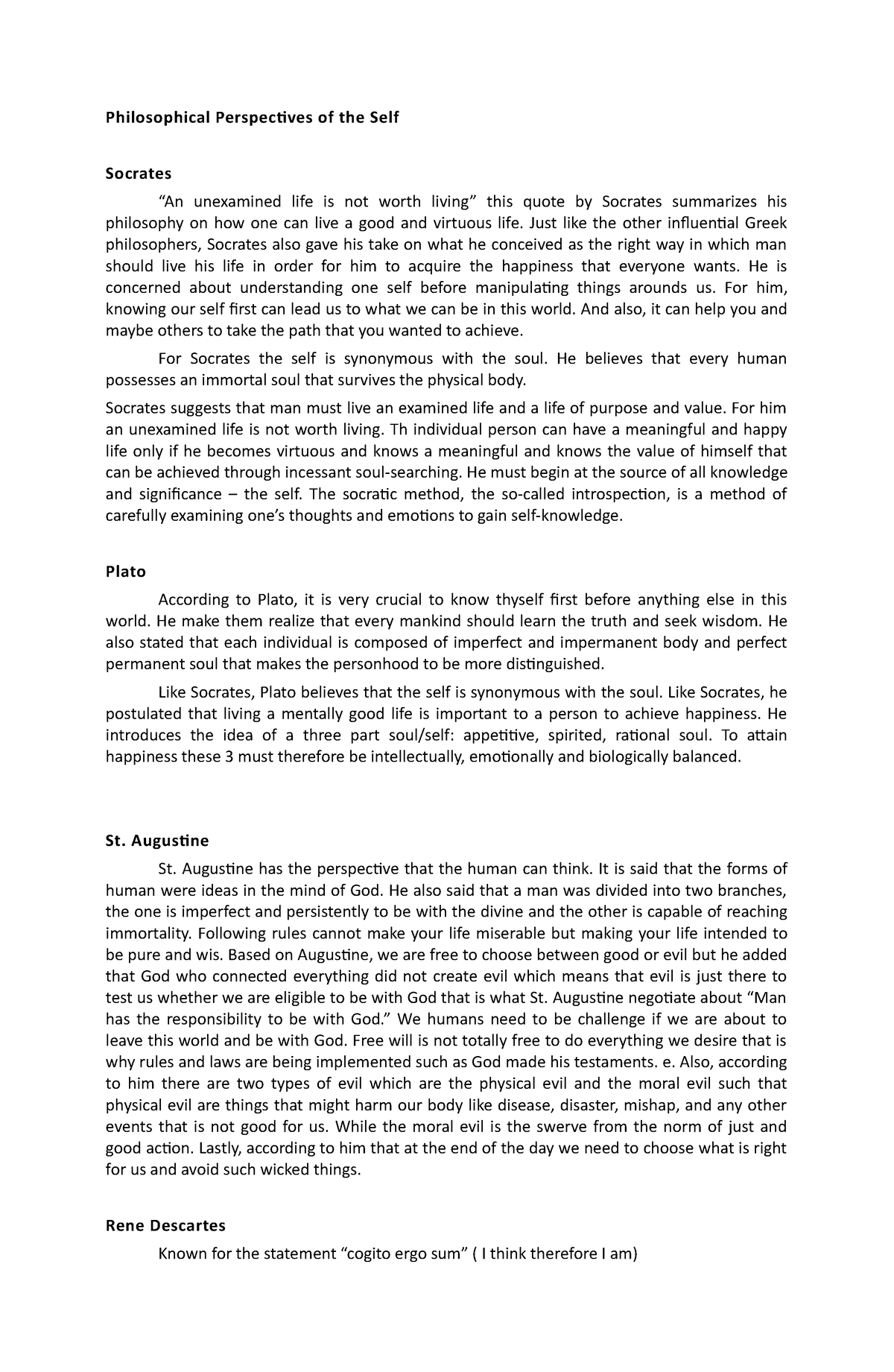 Chapter 1 - Philosophical Perspectives Handout - Philosophical ...