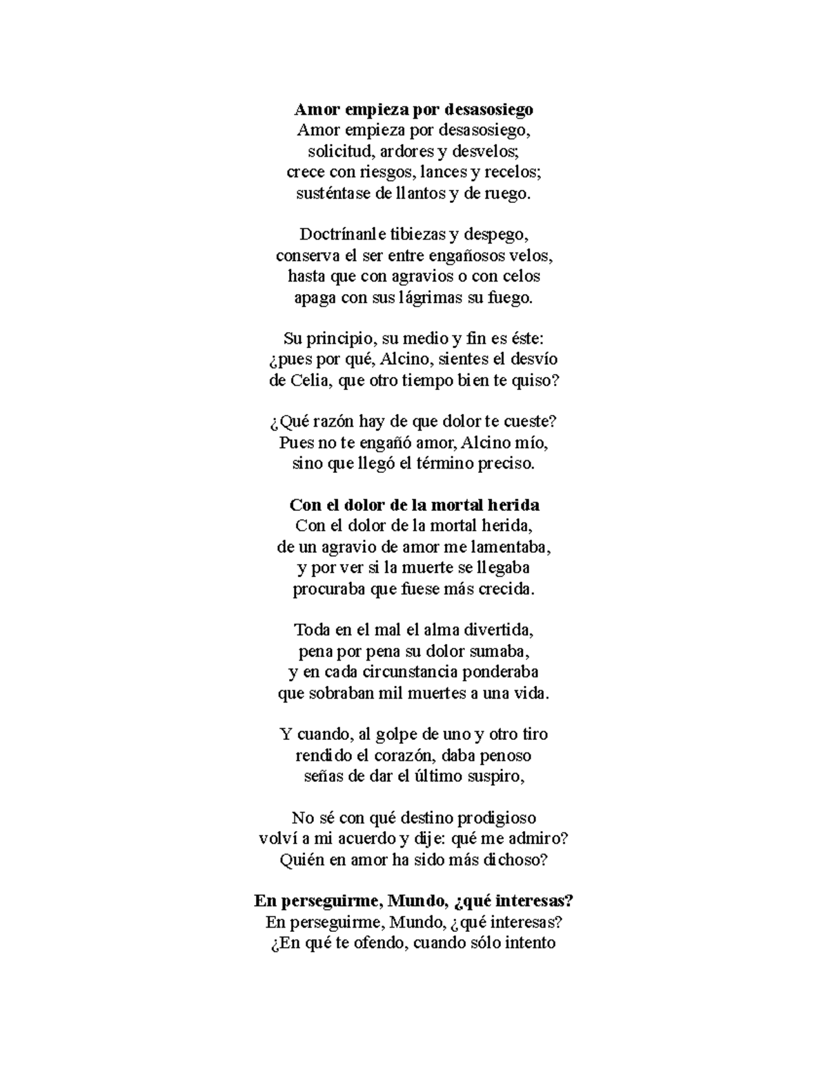 Poema Sor Juana Inés De La Cruz, Literatura Siglo XVI - Amor Empieza ...