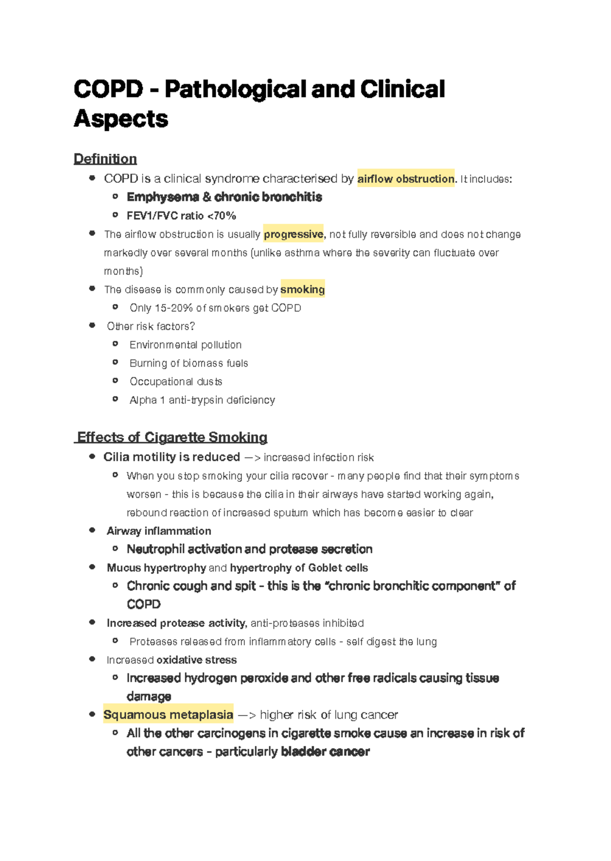 COPD, Pathological and Clinical Aspects - C O P D - Pa t h o l o g i c ...