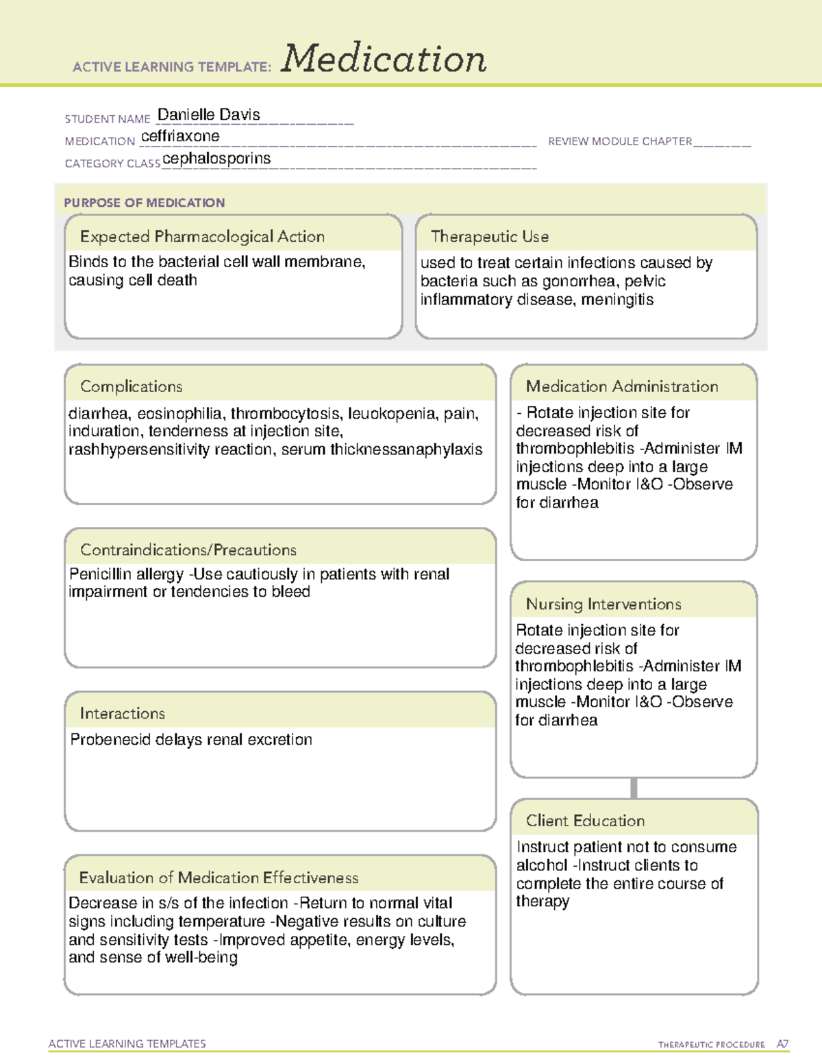 Ati ceftriaxone - ati template - ACTIVE LEARNING TEMPLATES THERAPEUTIC ...