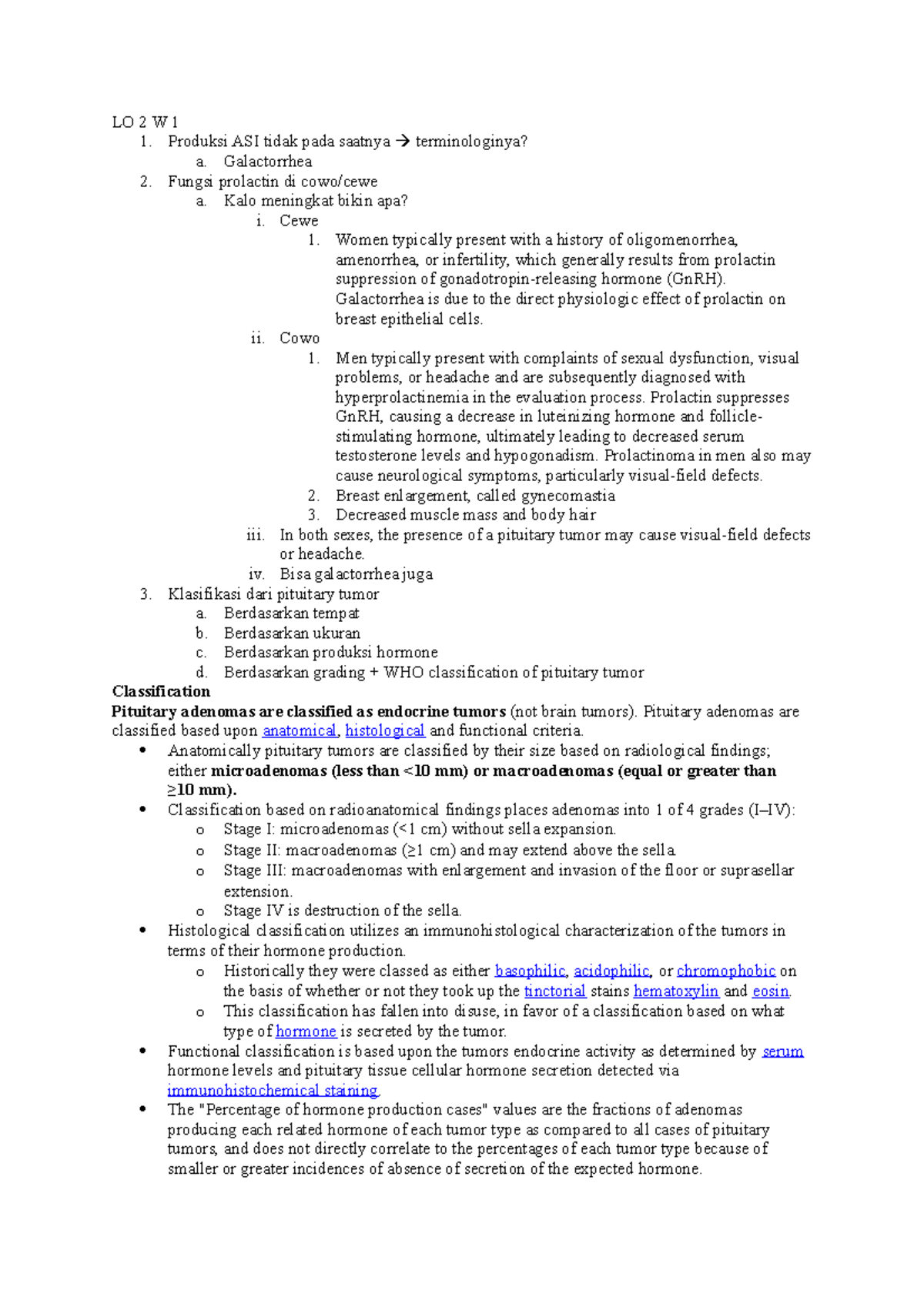 LO 2 W 1 - Learning Outcomes PBL ENDOKRIN - LO 2 W 1 Produksi ASI tidak ...