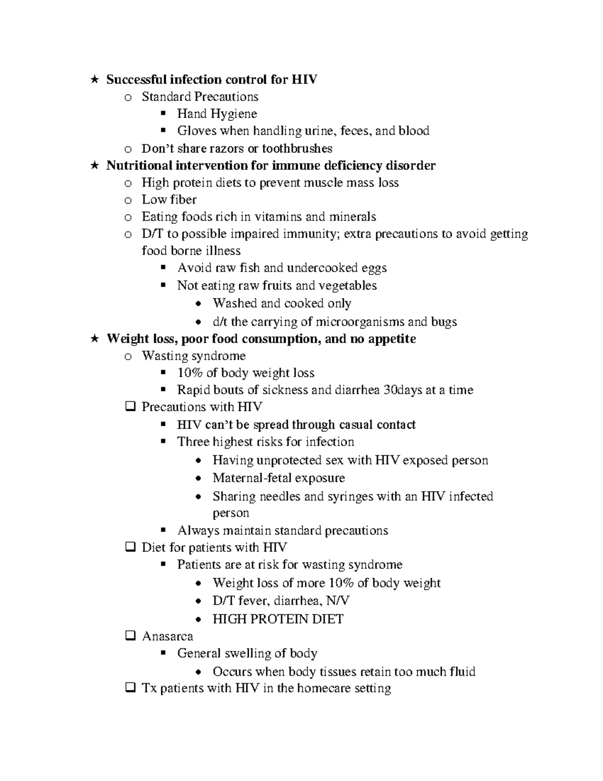 Exam 4 Study Guide - Successful infection control for HIV o Standard ...