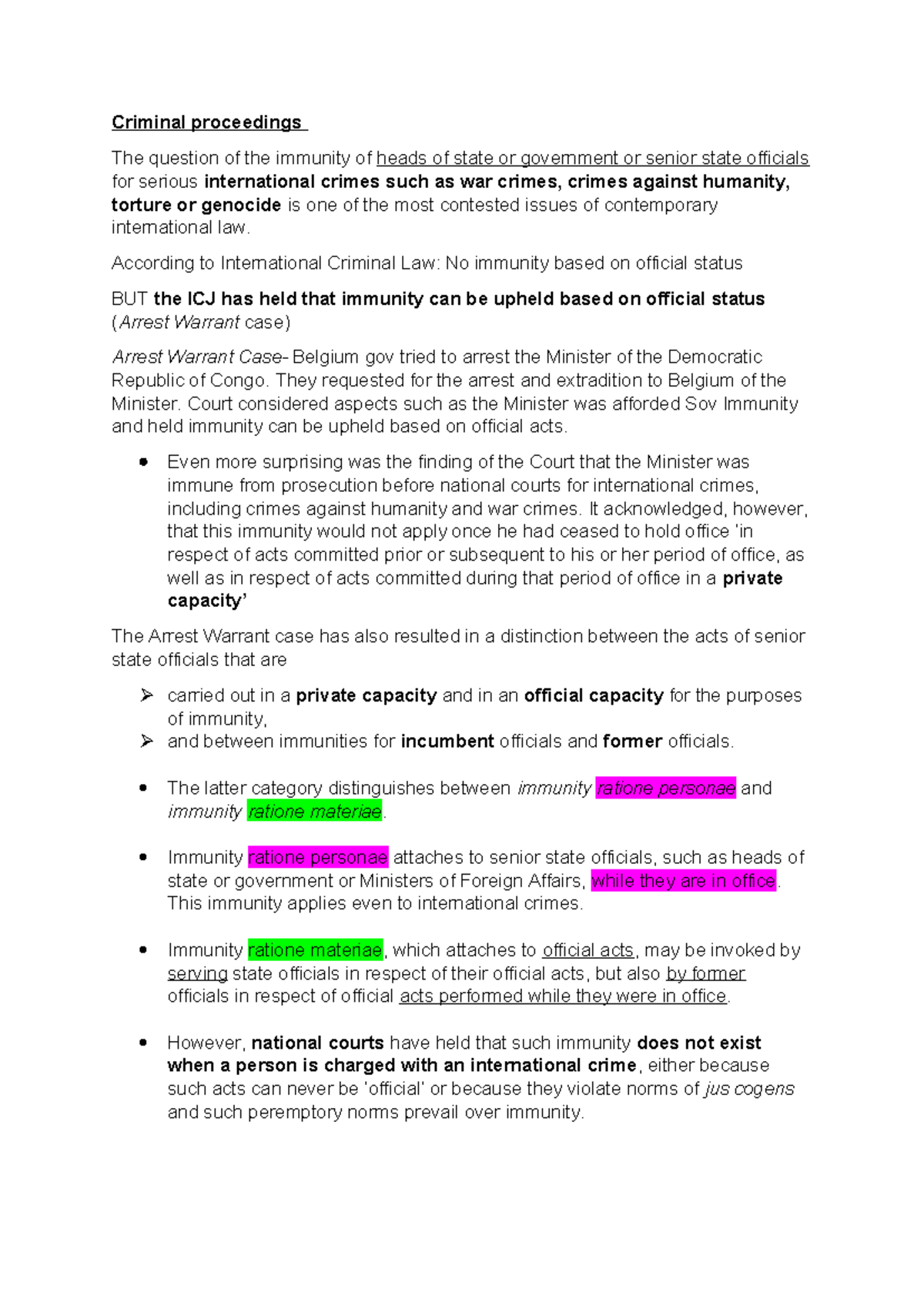 Immunity Notes - The International Covenant on Civil and Political ...