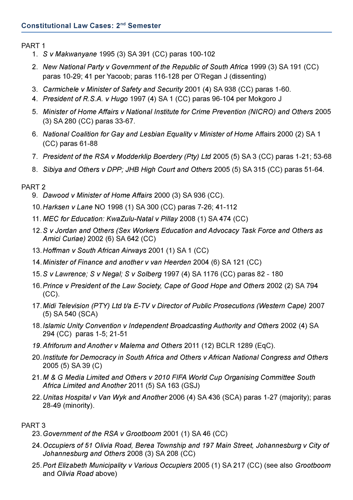 Con Law - Case Summaries - Sem 2 - Constitutional Law Cases: 2nd ...