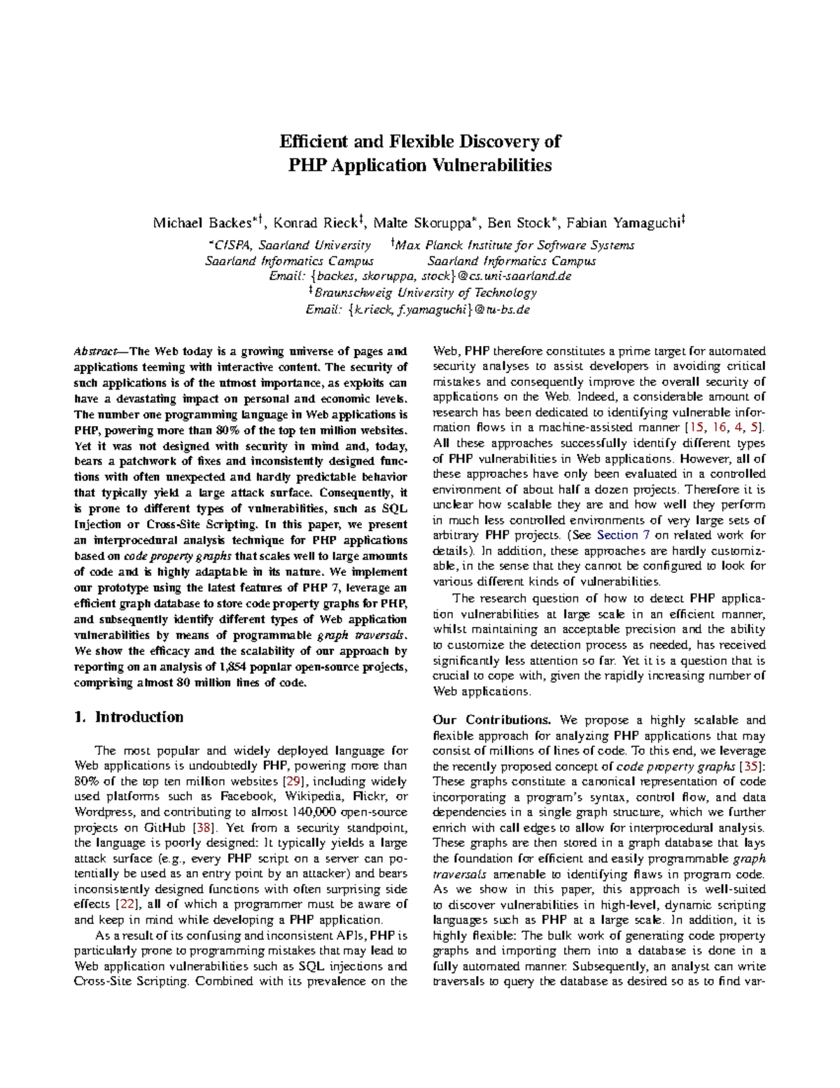 Efficient and Flexible Discovery of PHP Application Vulnerabilities ...