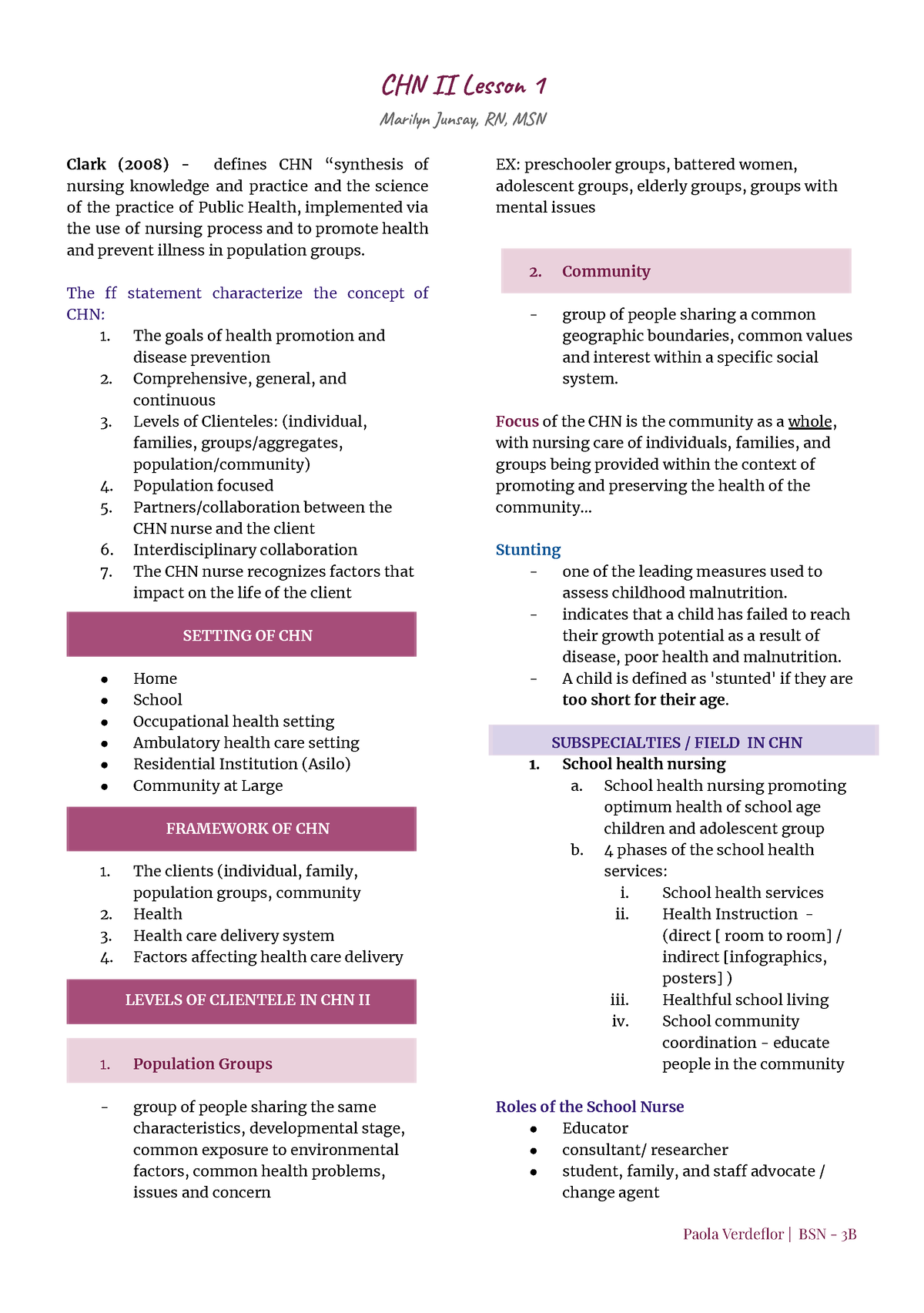 CHN Lesson-1 - CHN - C I Les 1 Marn Jun, R, M Clark (2008) - defines ...