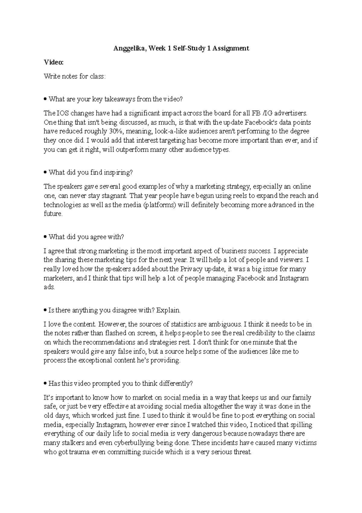 Week1Self Study 1Assignment - Anggelika, Week 1 Self-Study 1 Assignment ...