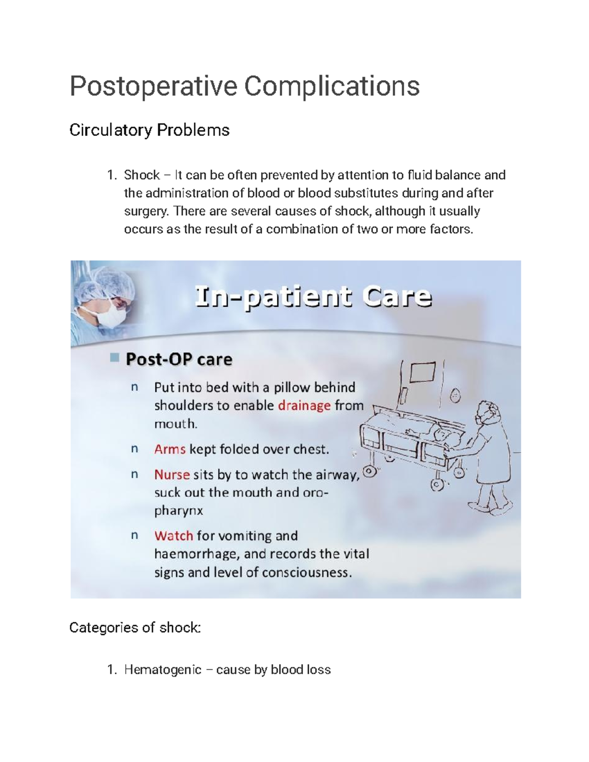 Postoperative Complications - Postoperative Complications Circulatory ...