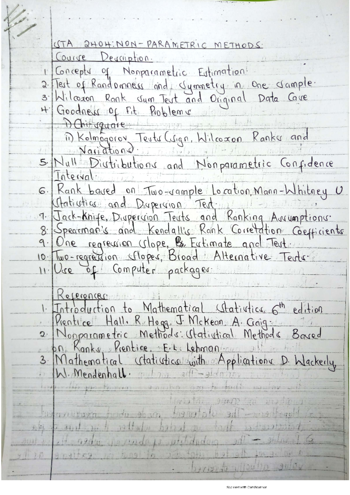 Non-parametric methods - Statistics - Studocu