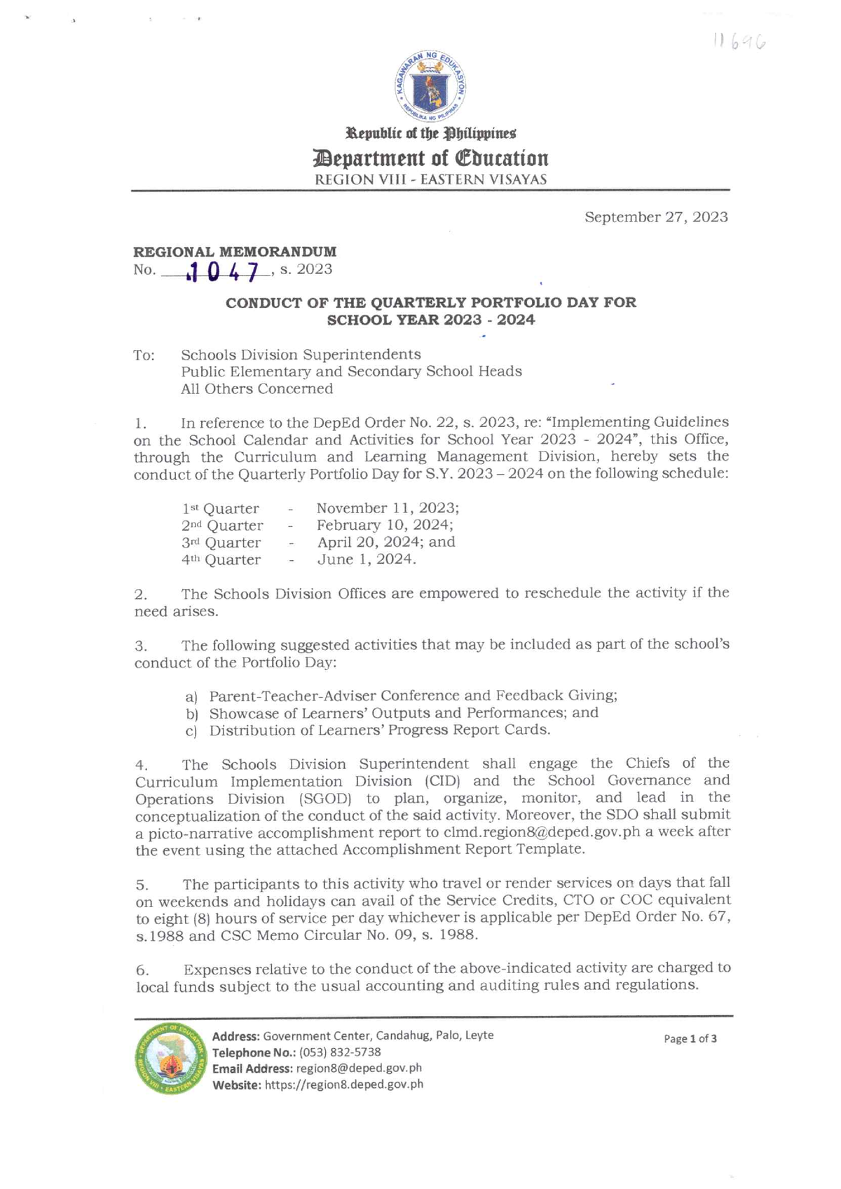 RM-s2023-1047 - DepEd Memorandum - AB Language and Literature Teaching ...