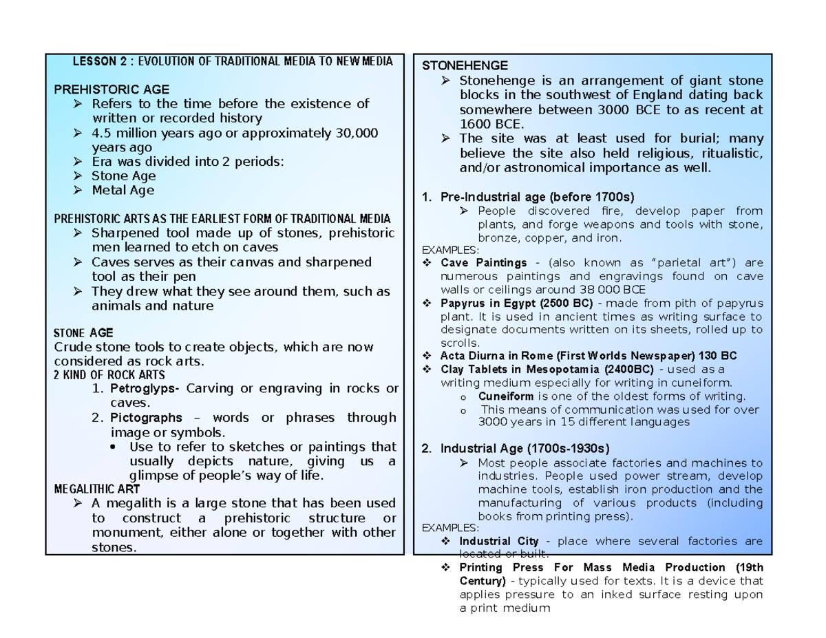 MIL-LEC-2 -3 - Lecture Notes MIL - LESSON 2 : EVOLUTION OF TRADITIONAL ...