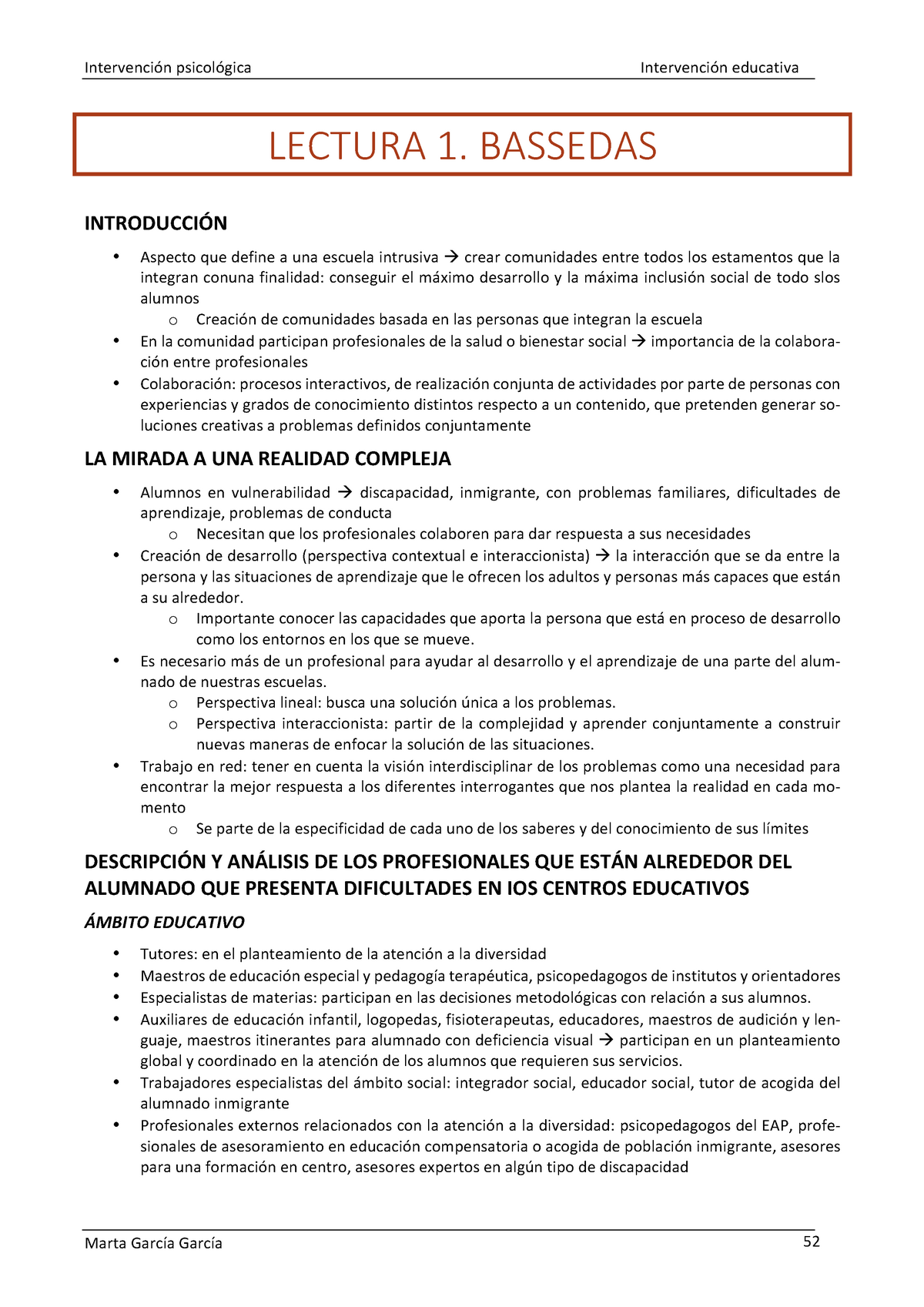 Intervención Educativa - Lectura 1 - Intervencion Psicologica ...