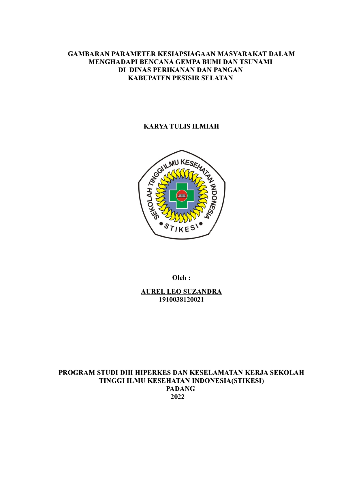 Daftar ISI - GAMBARAN PARAMETER KESIAPSIAGAAN MASYARAKAT DALAM ...