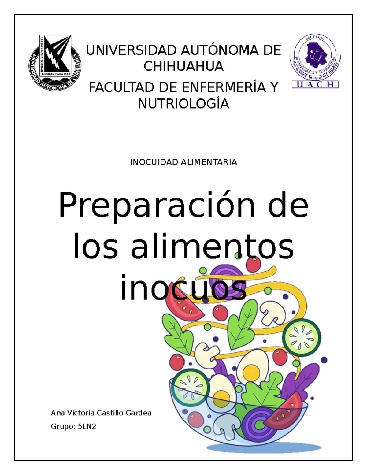 Preparación DE LOS Alimentos Inocuos - UNIVERSIDAD AUTÓNOMA DE ...