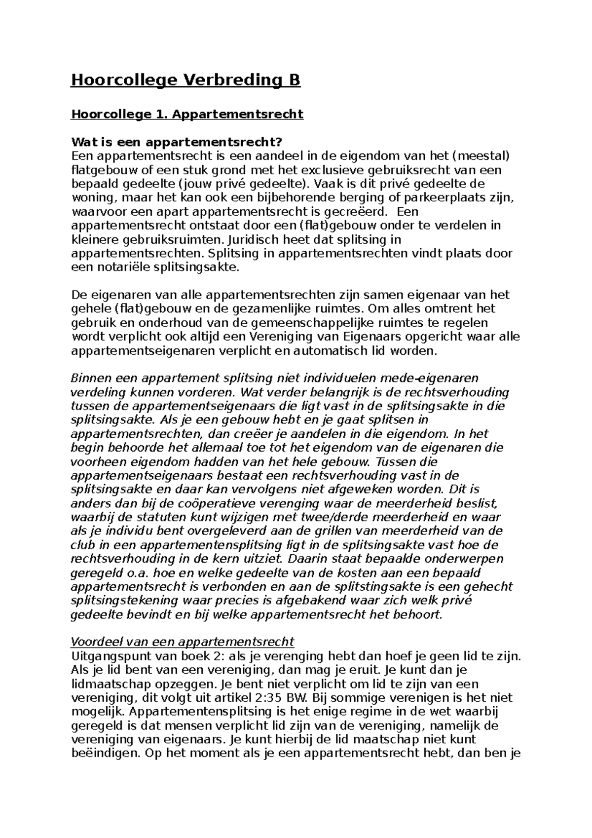 Verbreding Goederenrecht B Hoorcollege 1 - Hoorcollege Verbreding B ...