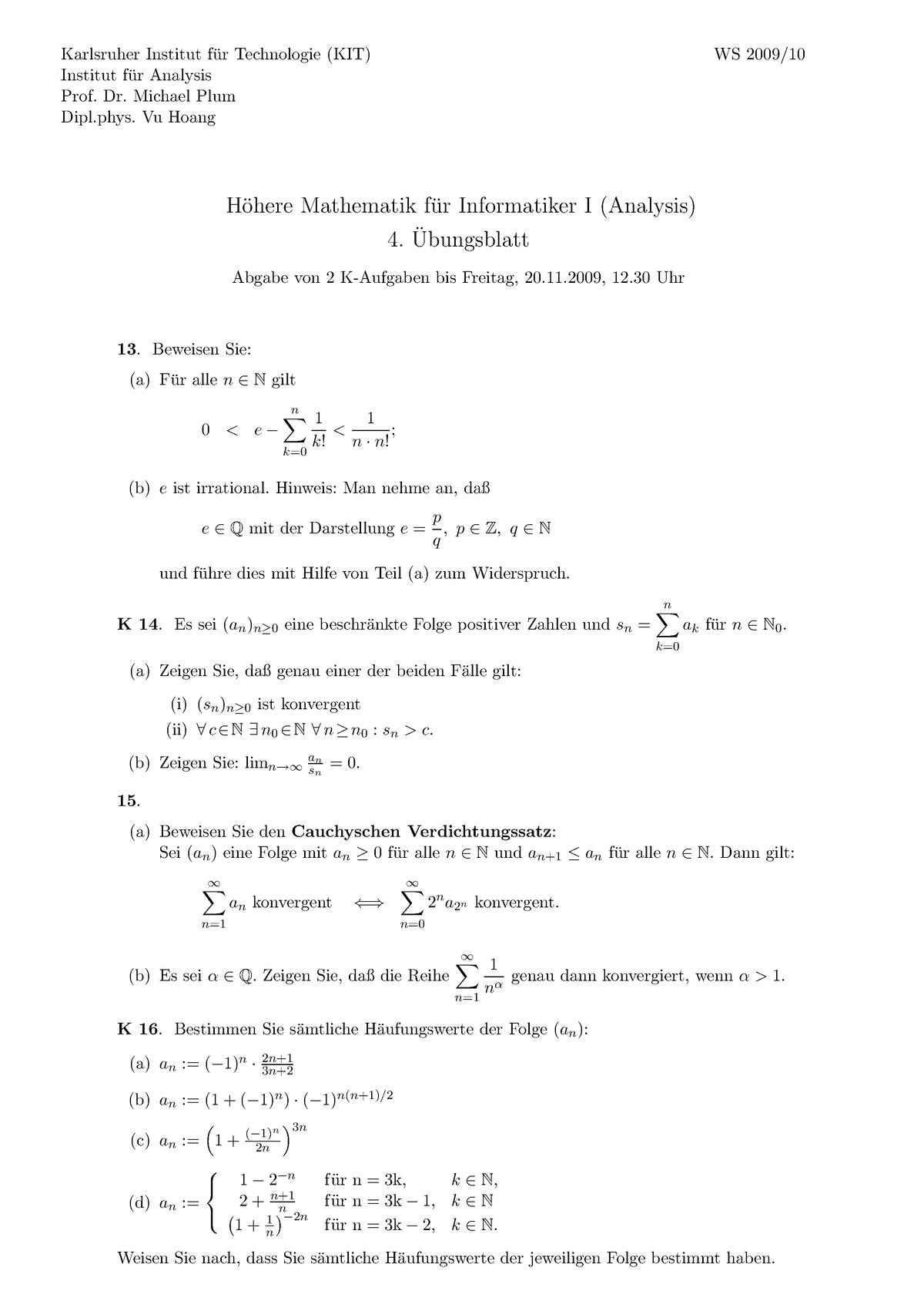 Höhere Mathematik A Für Elektrotechniker - Karlsruher Institut F ̈ur ...