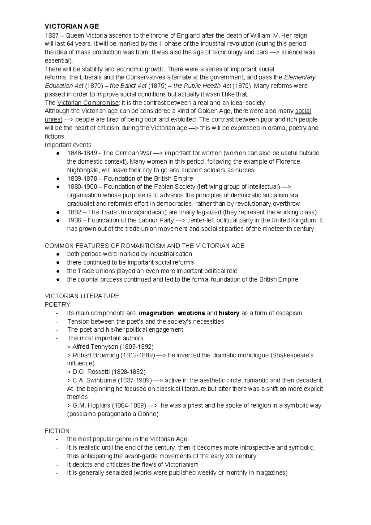 The Victorian Age VICTORIAN AGE 1837 Queen Victoria ascends to the