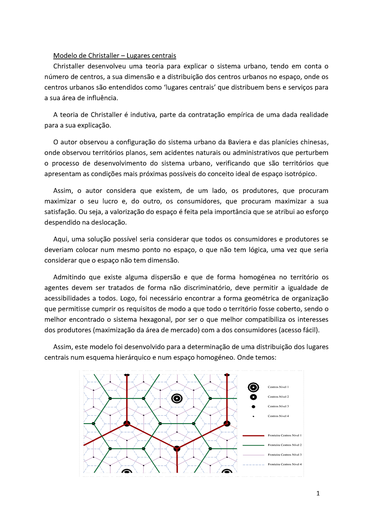 Resumos ERU - Modelo de Christaller Explicado - Economia Regional e Urbana  - UA - Studocu