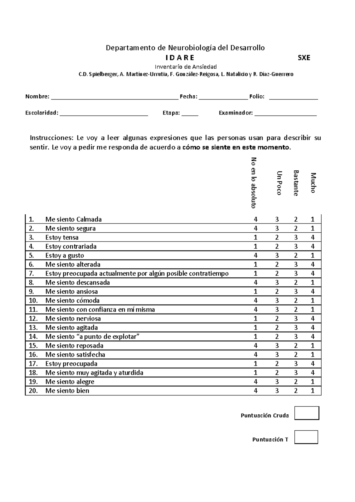Idare-Ansiedad - INVENTARIO DE ANSIEDAD - Departamento de Neurobiología ...
