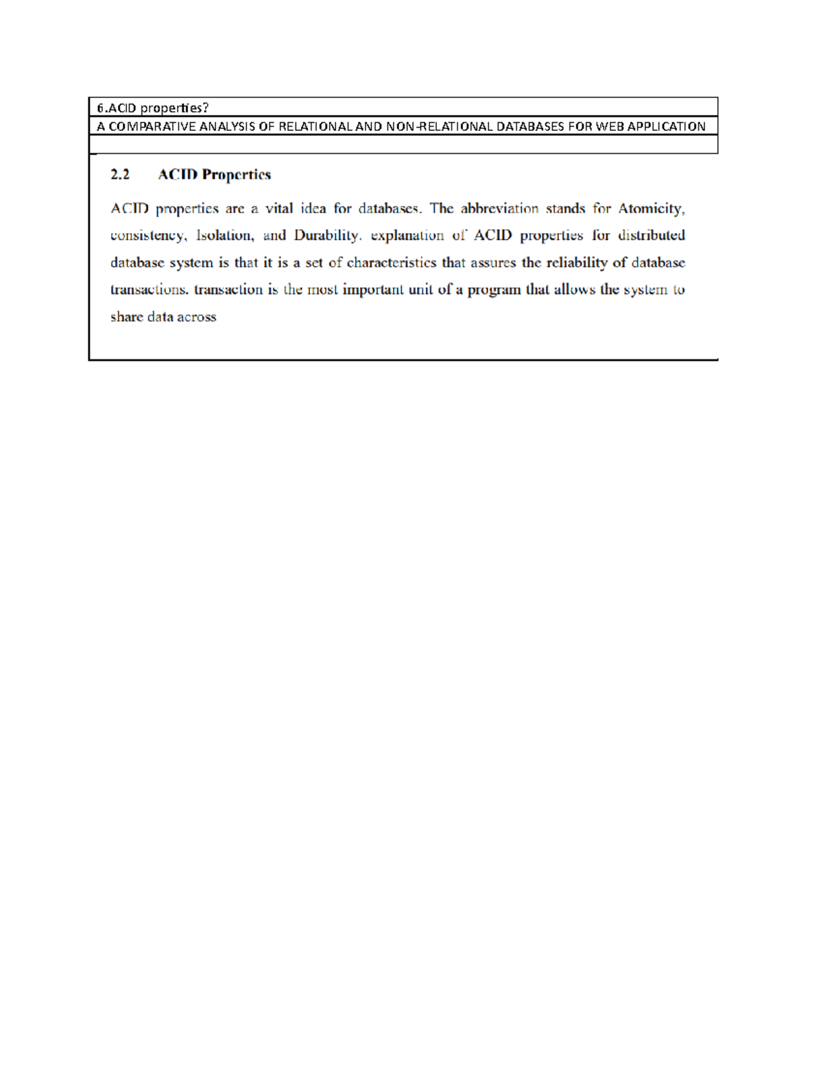 Q6 - database - 6 properties? A COMPARATIVE ANALYSIS OF RELATIONAL AND ...