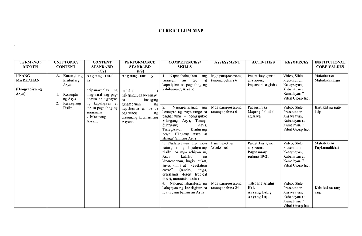 Pdfcoffee For Educ Purpose Only CURRICULUM MAP SUBJECT Araling   Thumb 1200 785 