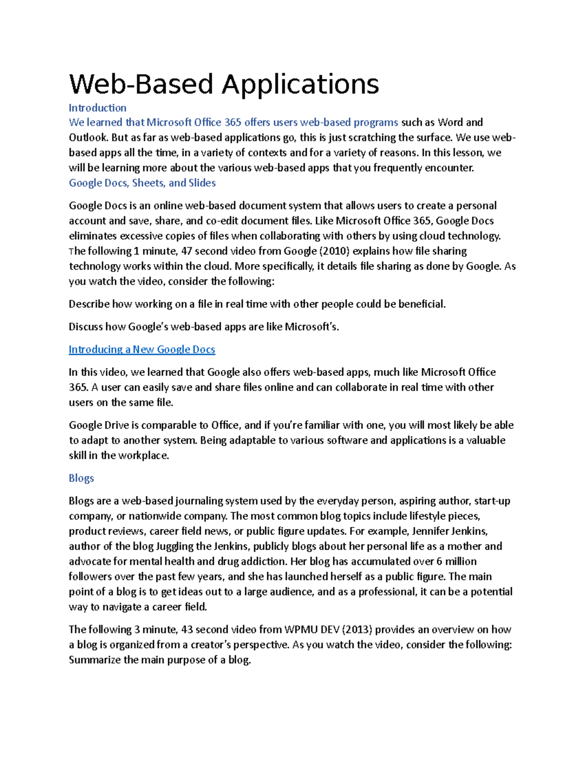 Web-Based Applications - Web-Based Applications Introduction We Learned ...