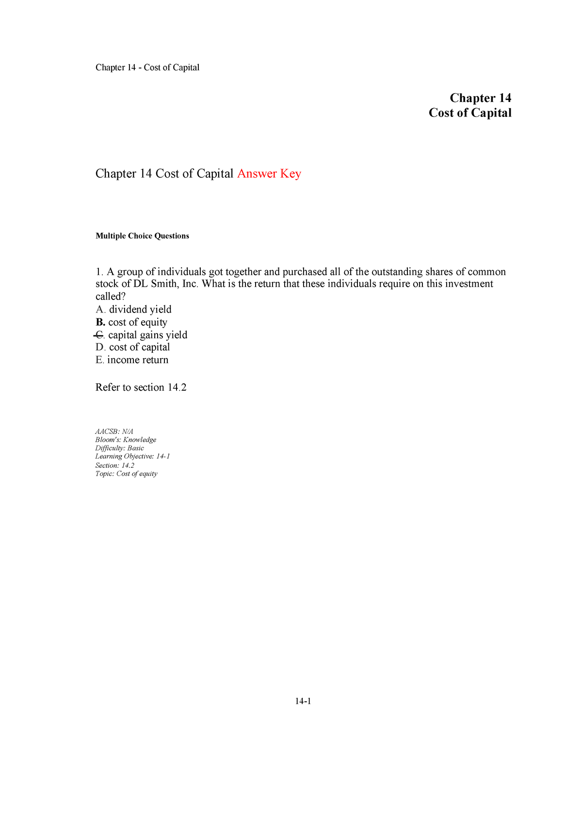 Chapter-14-cost-of-capital-test-bank Compress - Chapter 14 Cost Of ...