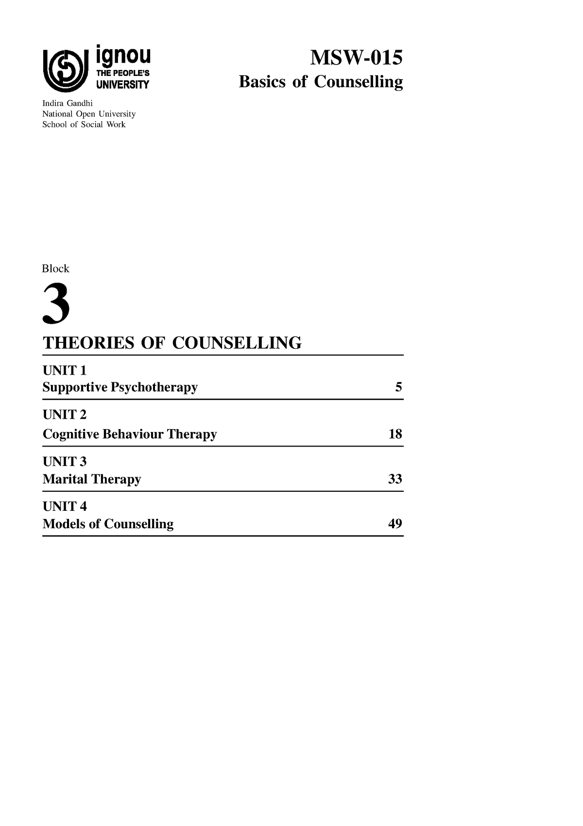 MSW 015 B3 - Counselling Basic Notes - THEORIES OF COUNSELLING UNIT 1 ...