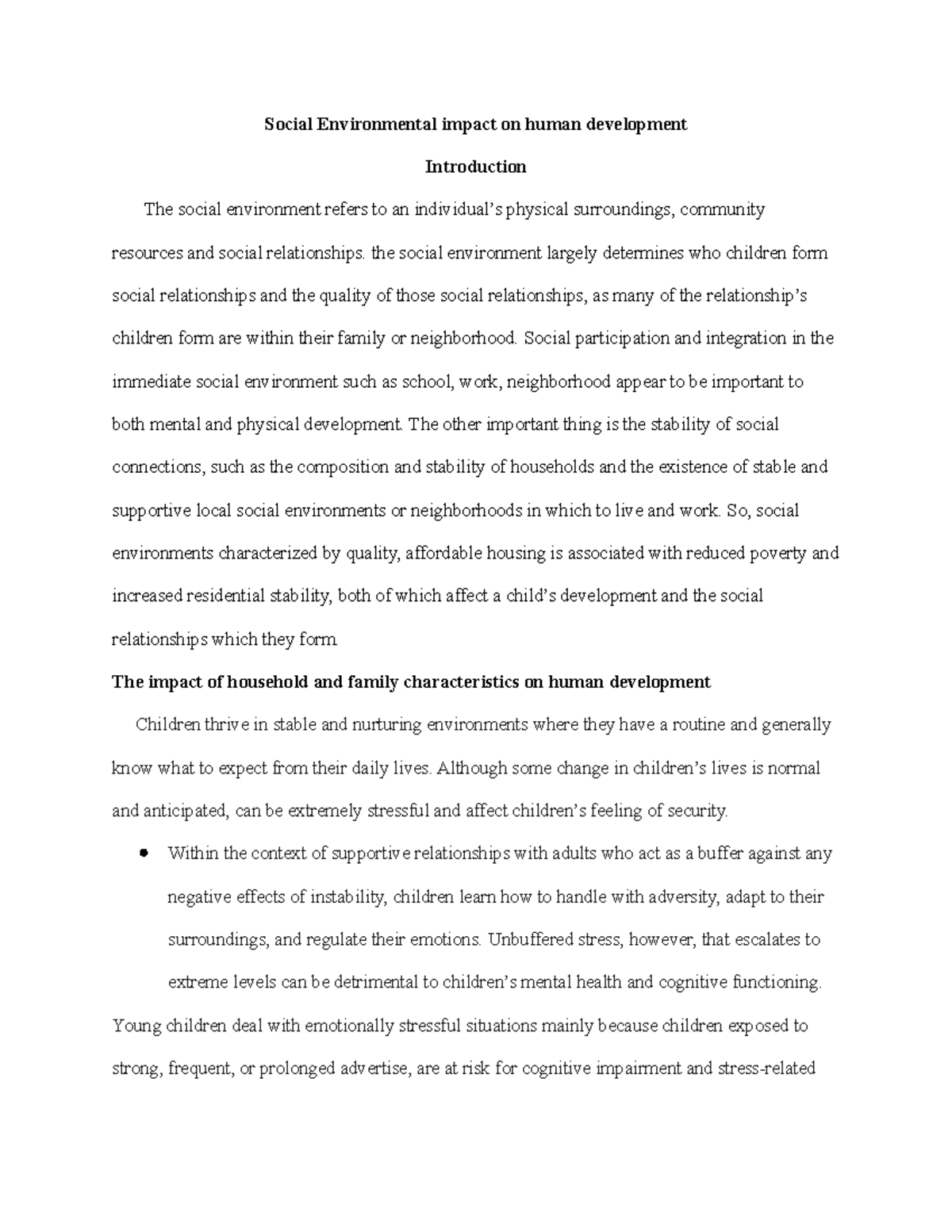 Gmyfinal - Social Environmental Impact On Human Development - Social ...