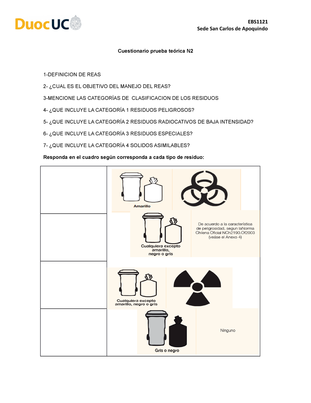 Cuestionario P2 Bioseguridad - EBS Sede San Carlos De Apoquindo ...