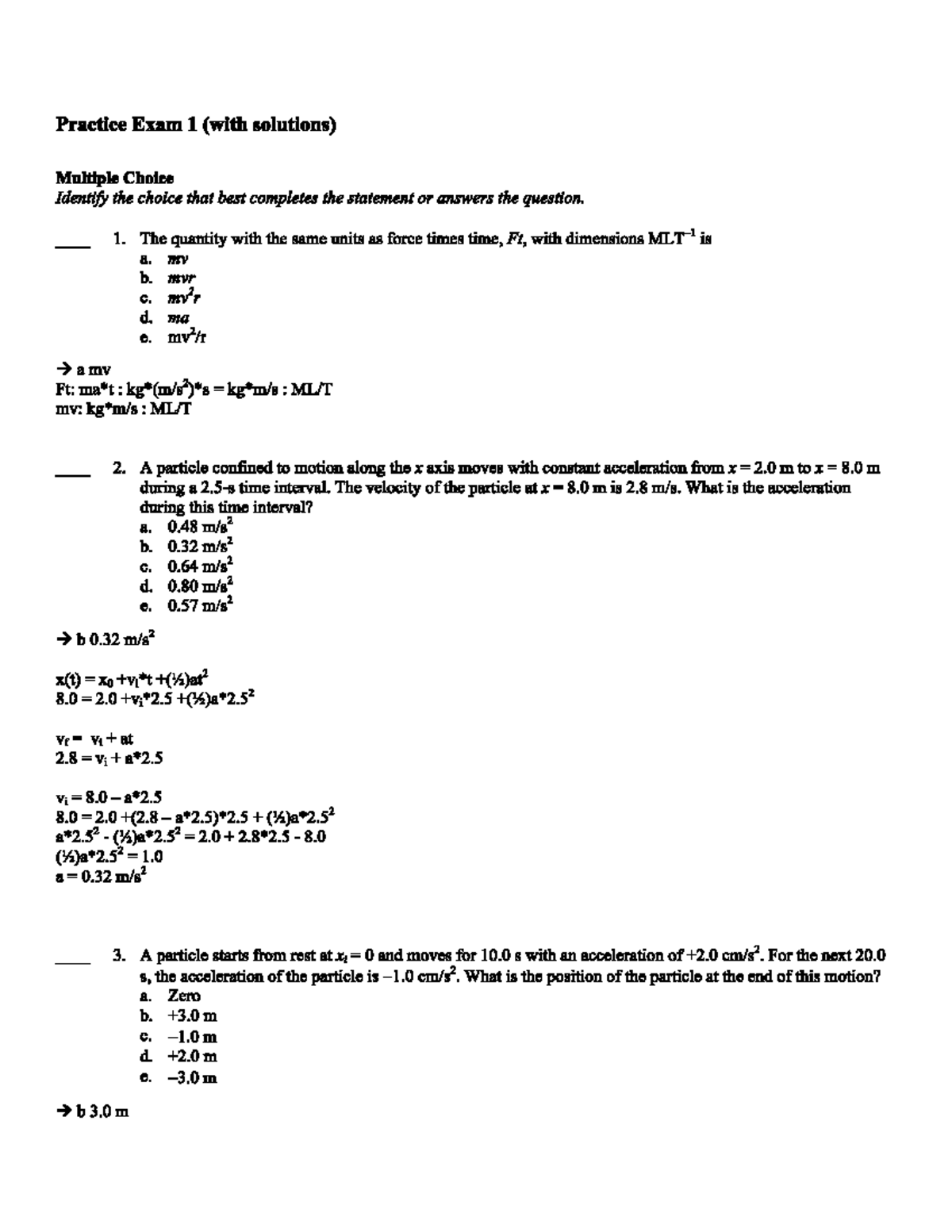 PHYS204 Practice EXAM Questions WITH Solitions - MATH 204 - Studocu