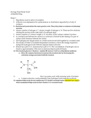 Exam 1 Review - Biology Today - BSCI 1100 – Review for Exam 1 Chapter 1 ...