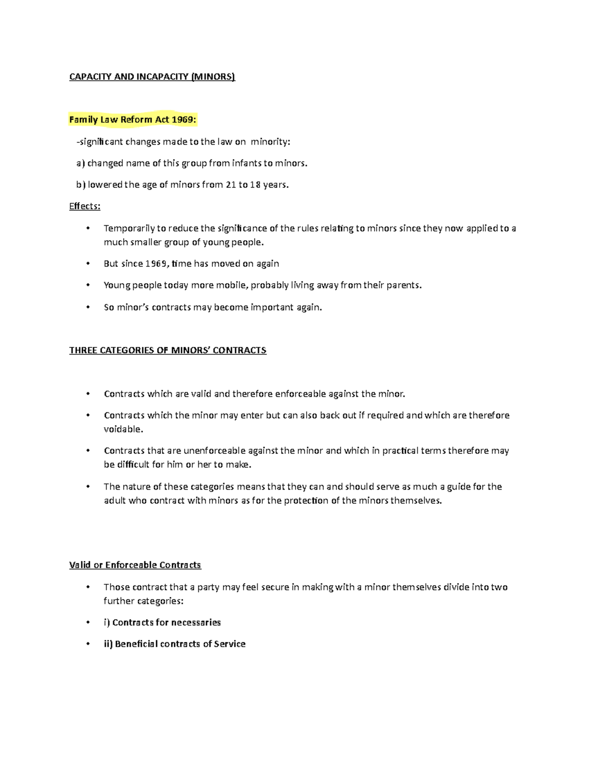 Capacity AND Incapacity - CAPACITY AND INCAPACITY (MINORS) Family Law ...