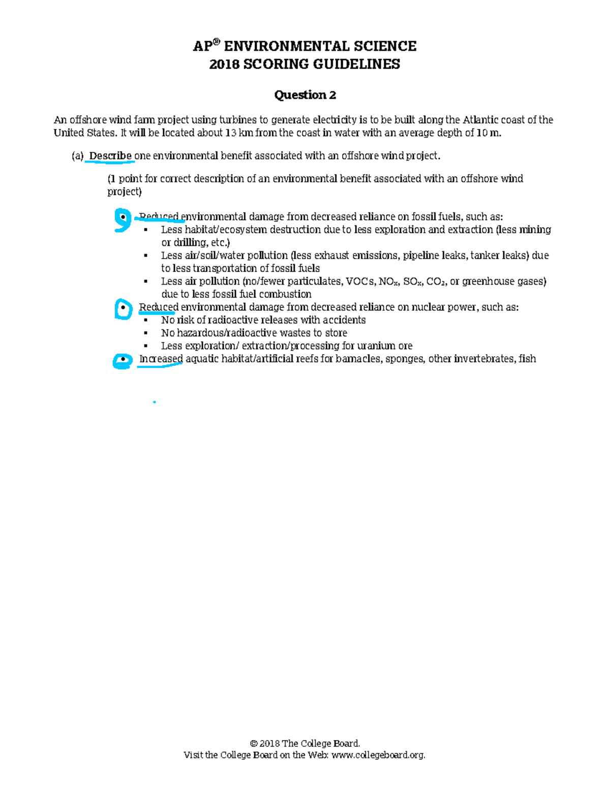 APES Q2 Energy UNIT 6 FRQ © 2018 The College Board. Visit the College