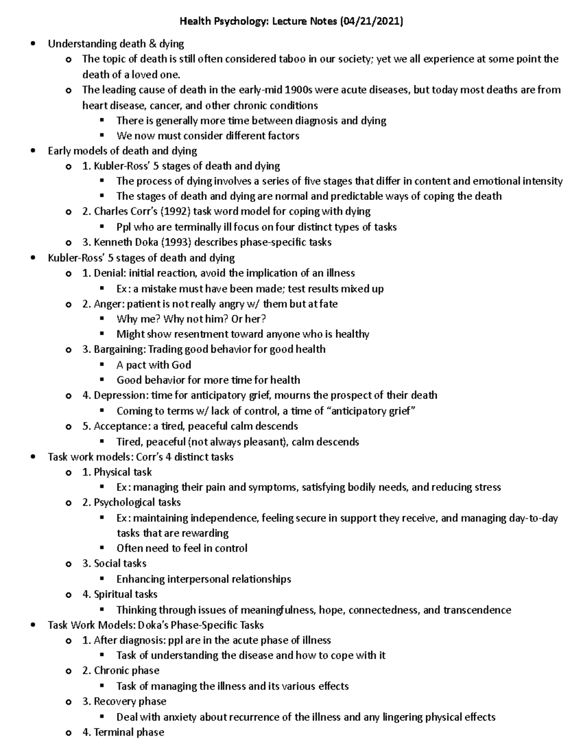 Exam #3 Study Guide - detailed exam summary - Health Psychology ...