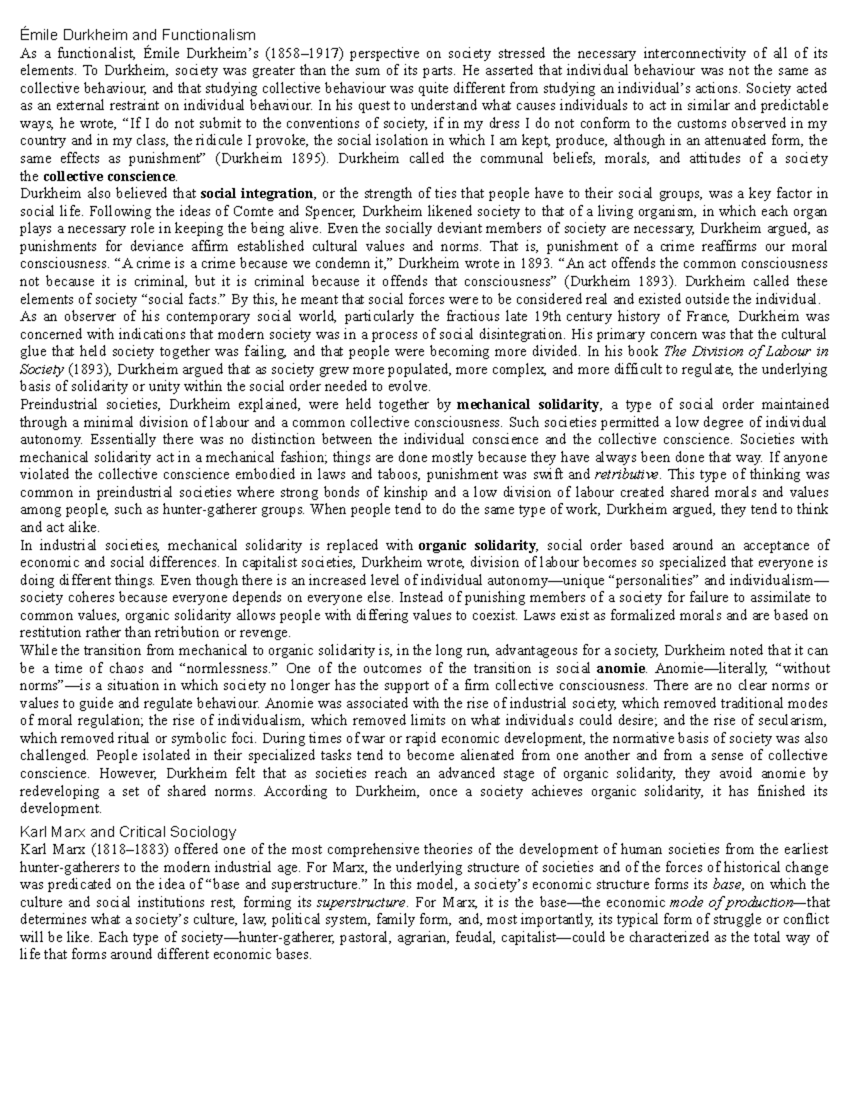 Émile Durkheim and Functionalism - To Durkheim, society was greater ...