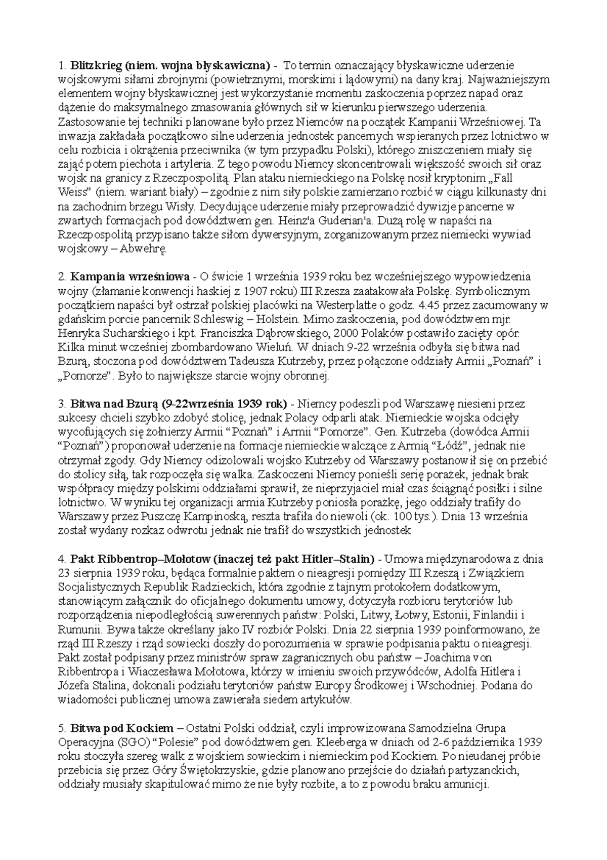 Historia - IIWŚ - Notatki do sprawdzianu z II WŚ. - Historia