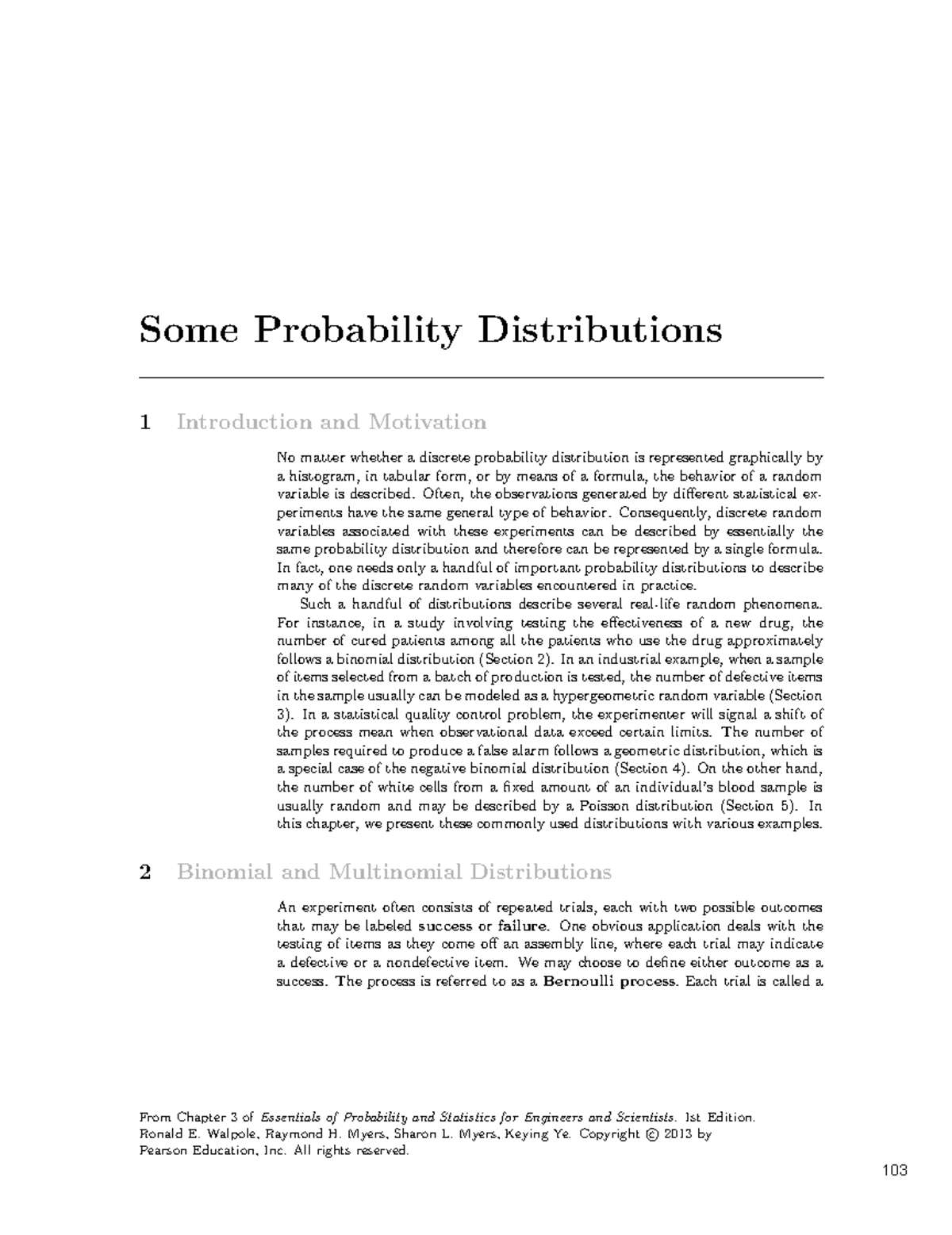 Probability distributions - Often, the observations generated by ...